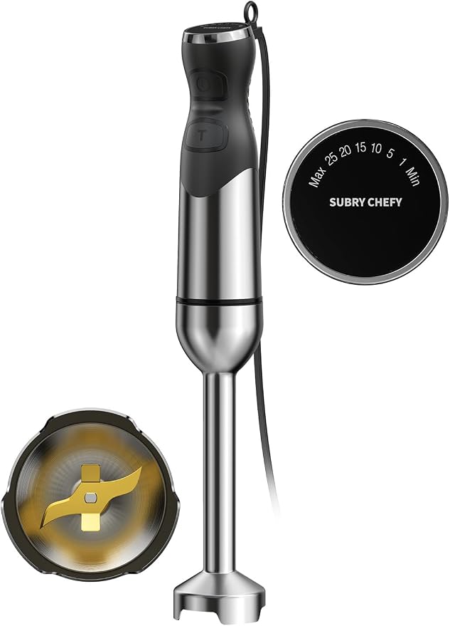 1000W Immersion Blender, Smart Hand Blender with Intuitive LED Light & 25-Speed Control, Heavy Duty Handheld Stick Blender for Smoothies, Baby Food, Purees, Soups