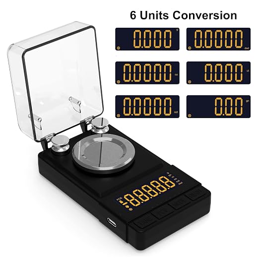 MAXUS Digital Milligram Scale 50g/0.001g, Compact Mg Scale with 20g Calibration Weight and Accessories, Black Powder Scale for Reloading