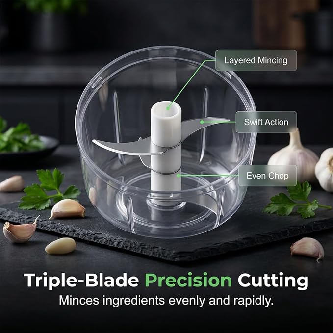Electric Garlic Chopper, Mini Veggie Chopper Garlic Mincer (White) | Portable Cordless Vegetable Chopper, Rechargeable Wireless Food Processor for Garlic Onion Ginger Chili Vegetables Meat