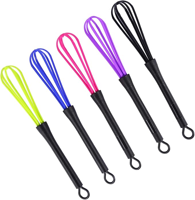 5-Pc Silicone Whisk Set Heat Non-Stick Balloon Whisks for Cookware 3 Sizes Large Mini Color-Coded Kitchen Tools