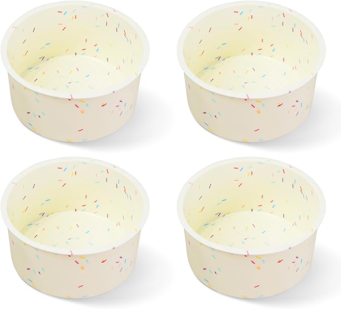4.75 Inch Round Cake Pan, 4 Pcs Silicone Cake Pans for Baking, Nonstick Baking Mold BPA Free Dishwasher Safe, Great for Layer Cake, Cheese Cake, Chocolate Cake