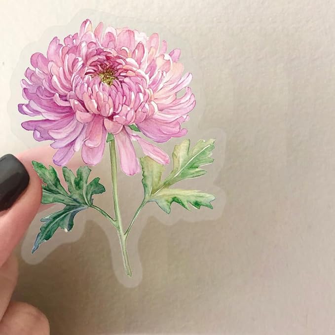 50Pcs Transparent Pink Flower Stickers PET Waterproof Nature Flower Decals Decorative for Water Bottles Phone Cases Laptops Scrapbook DIY Crafts Album Journal Plant Enthusiast (Pink Flower)