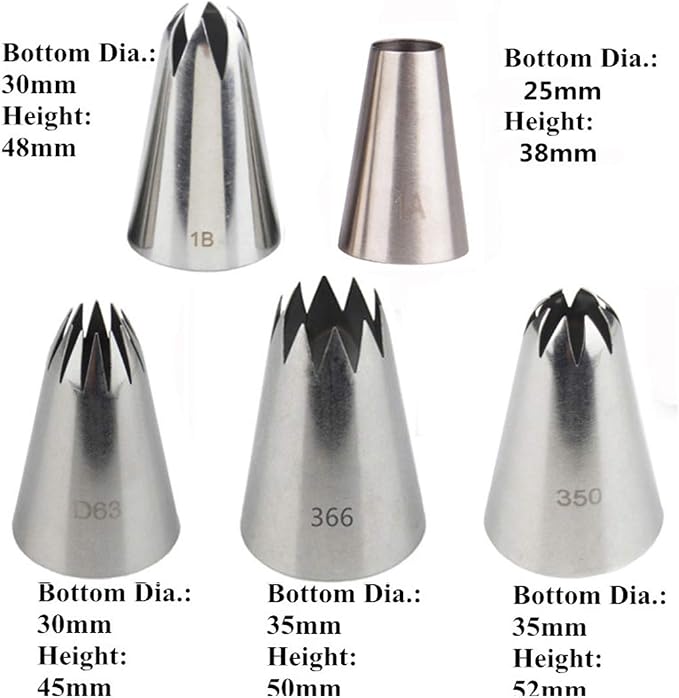 FantasyDay 5 piece Stainless Steel Piping Tips Piping Nozzles Cake Decorating Supplies Cookies Cupcake Icing Decorating Supplies Decorating Kits Frosting Icing Tips Baking Set Tools