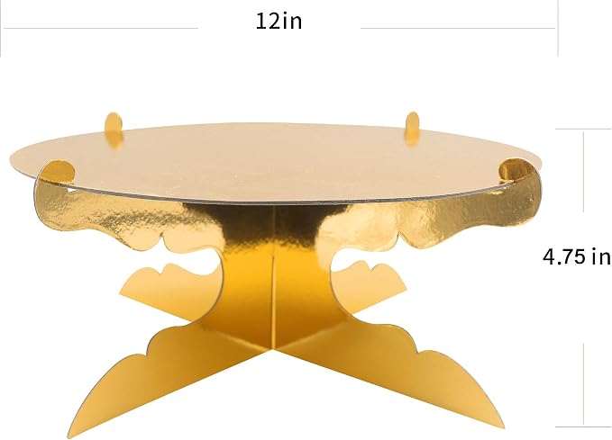 12 inch One Tier Cardboard Cake Stand,Gold Cupcake Stand for Birthday Wedding DIY Dessert Decoration