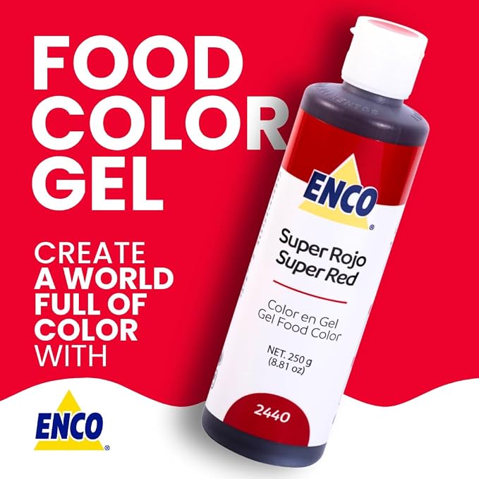 ENCO Food Coloring Gel Super Red 8.8 oz (250g) Concentrated, Vegan