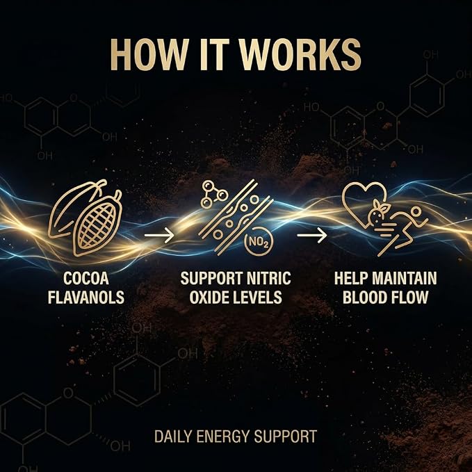 High Flavanol Cocoa Powder - 1200mg Flavanols & Flavonoids, High Flavanol Cacao with 600mg Epicatechin, 10X Concentrated Cocoa Extract for Baking, Cooking & Beverages, 200g