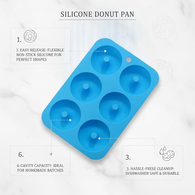 Silicone Donut Pan, 6-Cavity Baking Tray for Oven (1 PC)