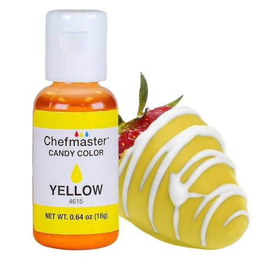 Chefmaster Yellow Candy Color | True-Tone Shades | Oil-Based | Professional-Grade Dye | Chocolate, Strawberries, Cake Pops | Decorating | Easy-to-Use | Manufactured in the USA | 0.70 oz