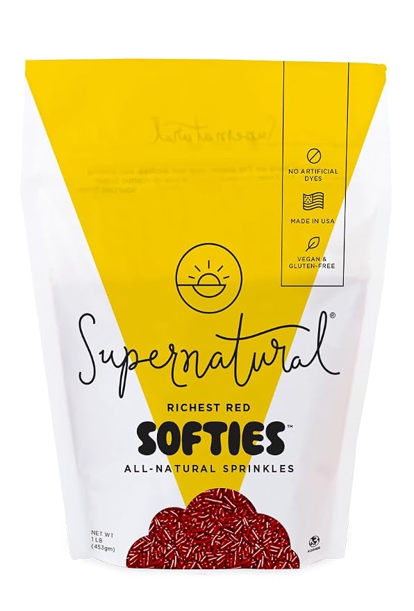 Supernatural Richest Red Softies Sprinkles, Dye-Free, Made in USA, Soy Free, Gluten Free, Vegan, 16oz