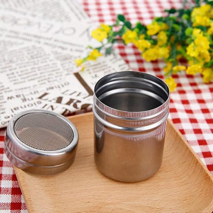 Powder Shaker with Lid,Stainless Steel Fine Mesh Shaker, for Sifter Cocoa,Cinnamon Powder,Icing Sugar,Chocolate Coffee (Small-12Pcs)