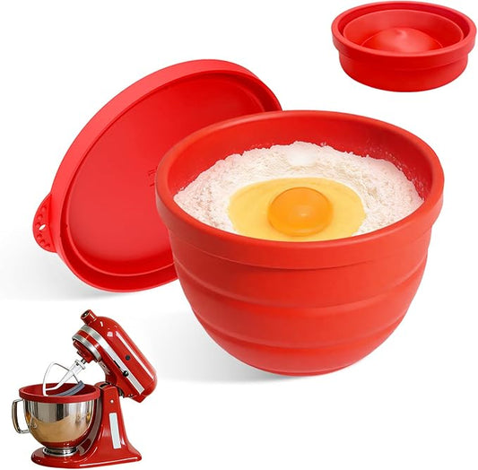 Foldable Silicone Liners for 5 Qt KitchenAid Tilt-Head Stand Mixer(Only), Odourless,Thicker, Cold/Heat-Resistant & Non-Stick, Easy Clean, with Splash-proof Bowl Lid, Red