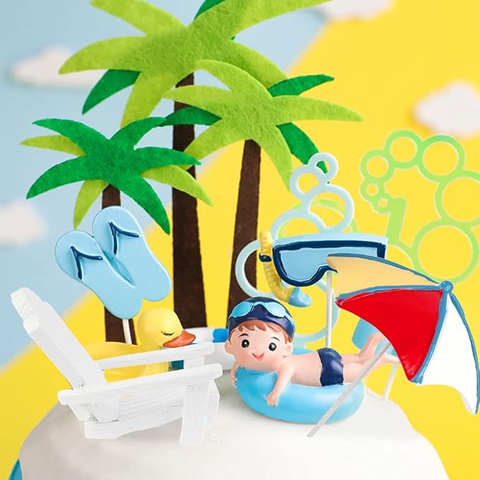 Swimming Pool Cake Decoration Beach Cake Decoration Swimming Pool Cake Topper Summer Beach Cake Toppers Summer Birthday Party Supplies Swimming Pool Party Supplies