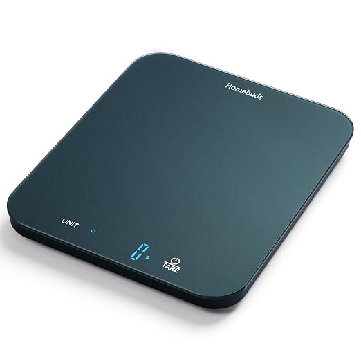 Homebuds Food Scale, 33lb/15kg Digital Kitchen Scale, Weight Grams and Ounces in 1g/0.1oz Precision for Baking and Cooking, LED Display, 3*AAA Batteries Included, Tempered Glass, Blue