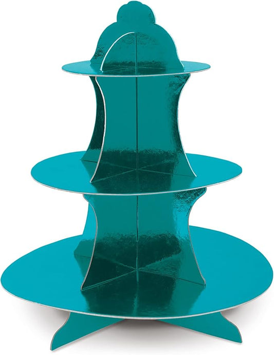 Beistle Turquoise Durable Metallic Cupcake Stand Holder Centerpiece For Weddings Anniversary Birthday Party Baby Shower Celebration Supplies