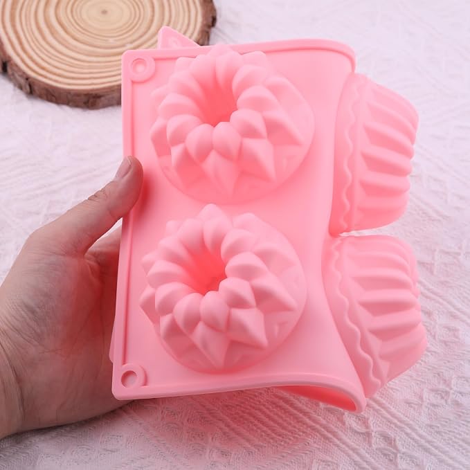 Bundt Silicone Chocolate Molds 6-Cavity Fluted Tube Cake Pan Mold For Heritage Bundtlette Chocolate Set Of 2