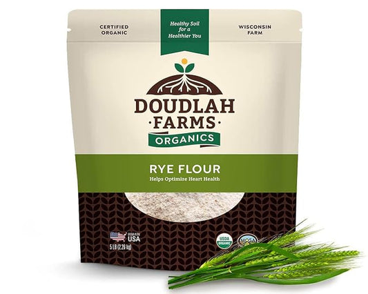 Organic Rye Flour 5 lb - Non-GMO, USDA Organic, Vegan, For Baking Sourdough, Bread, and More! Grown In USA, Farmed From Regenerative Soil by a Wisconsin Family Farm