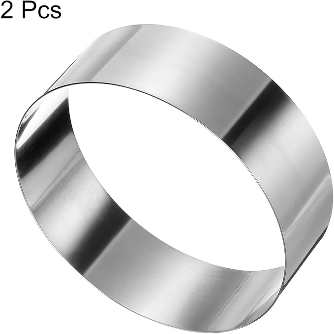 HARFINGTON 2PCS Round Cake Ring 6 x 2 Inch Seamless Stainless Steel Pastry Mousse Dessert Ring Mirror Coating for Baking Cooking Making Tool