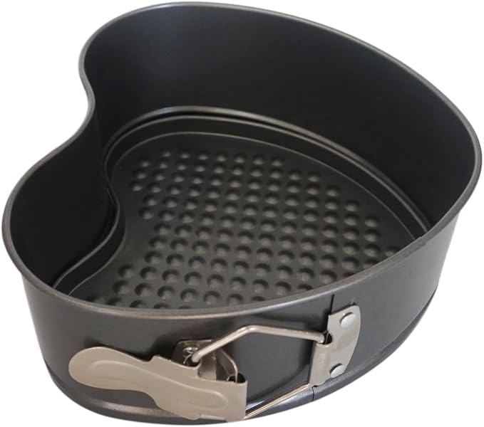 7 Inch Heart Shape Springform Pan, Pack of 2 Heart Baking Pans with Removable Bottom, Baking Molds Accessories for Cheesecake, Mousse, Wedding - Carbon Steel, Black