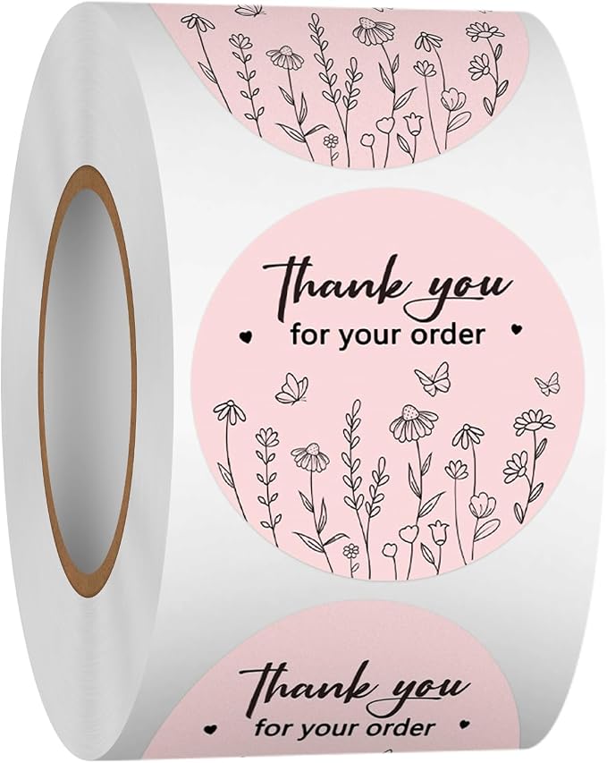 Louise Maelys 1.5 Inch Thank You for Your Order Stickers-500 pcs Thank You Stickers for Packaging Labels for Small Businesses and Small Shops