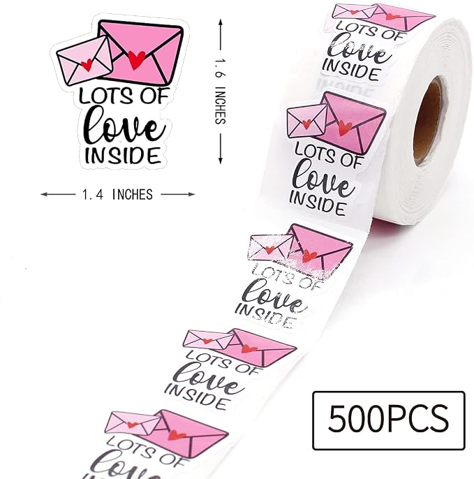 Littlefa Cute Lots of Love Inside Stickers,Love Mail Sticker,Small Business Stickers,Mail Packaging Sticker for Small Business 500 PCS