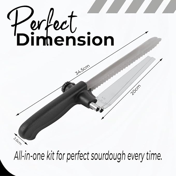 Bread Slicer for Homemade Bread, Sourdough Baking Supplies, Cake Knife, Sour Dough tools, Lame, Scoring Tool, Serrated Knives, Accessories for Sourdough Rounds, Adjustable Slicing Guide.