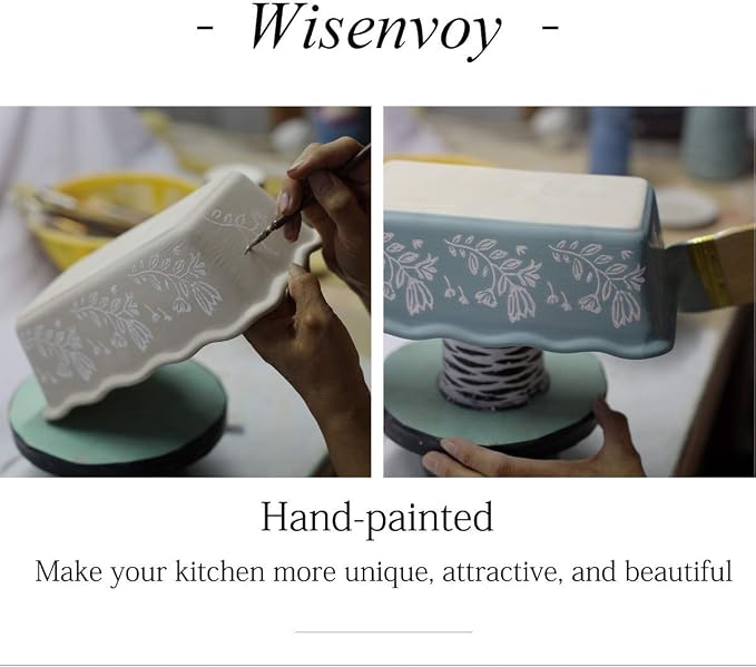 Wisenvoy Loaf Pan Bread Pan Ceramic Loaf Pans for Baking Bread Porcelain Bread Loaf Pan Nonstick Bread Pans for Baking, Grass Black