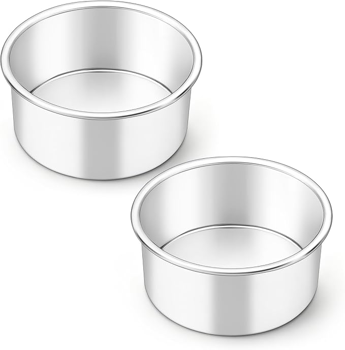 LIANYU 4 Inch Round Cake Pan Set of 2, Stainless Steel Mini Layer Cake Baking Pans, Metal Bakeware Tins for Wedding Party Birthday Christmas, Dishwasher & Oven Safe