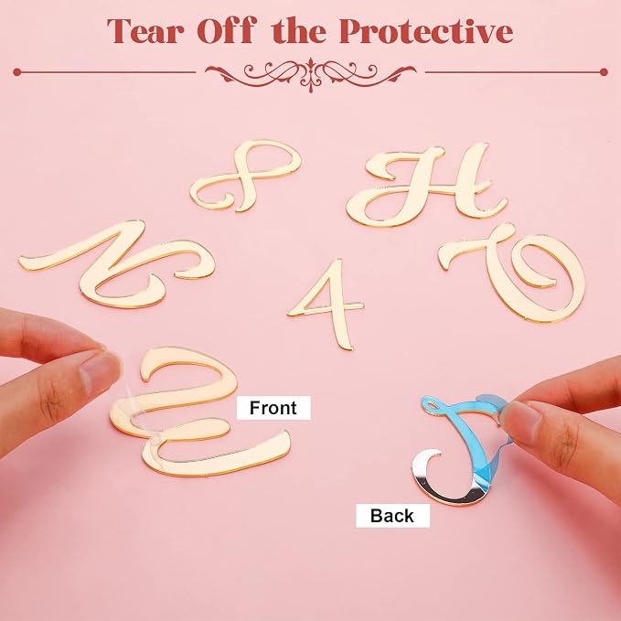 Jspupifip 64 Pcs Acrylic Cake Alphabet Numbers Topper, Mirror Number 0-9 and Alphabet A-Z Personalized Cake Picks Decor Anniversary Wedding Baby Shower Party Supplies(Gold)