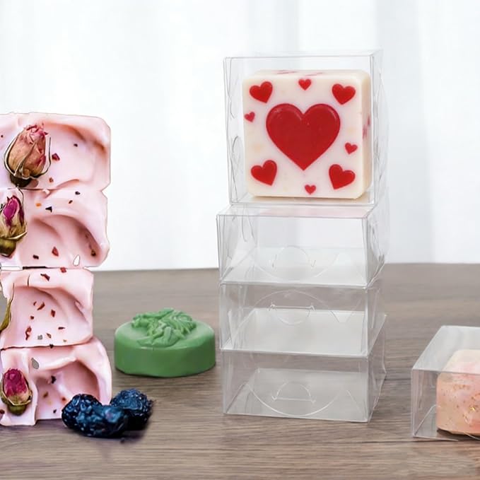 3.25"X3.25"X1.5" 100PCS Clear Chocolate Truffle Boxes for 4,Cookies Boxes Soap Boxes Donut Boxes Macaron Boxes Mini Bakery Boxes Brownie Box