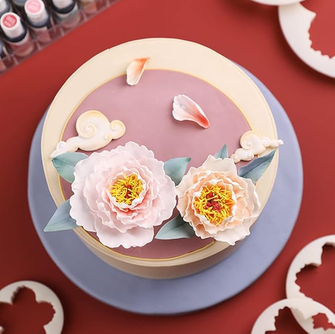 SK 5-Piece Peony Fondant Cutters Set Sugarcraft Modeling Tools Kit for Cake Decoration Green
