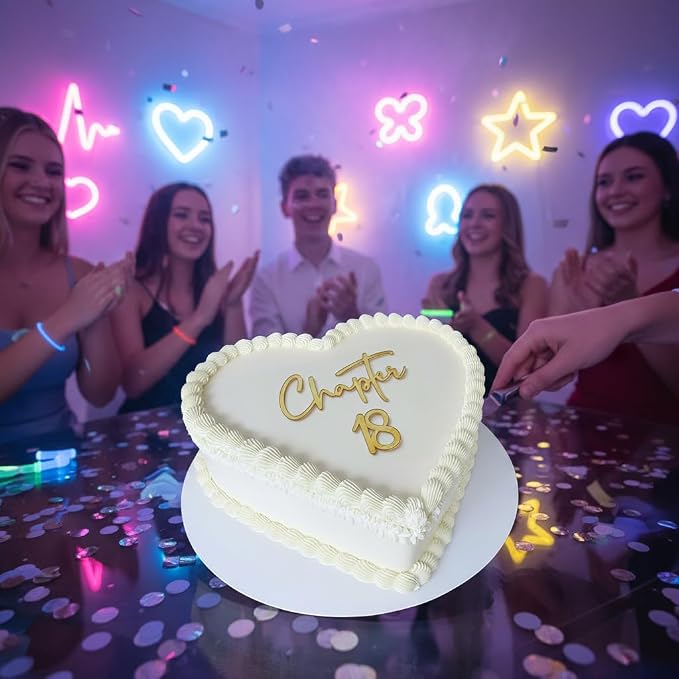 Chapter 18 Cake Topper – Acrylic 18th Birthday Cake Decoration for Girls & Boys, Happy 18 Cake Topper for Party, Modern Coming of Age Birthday Decor (chapter 18 golden)