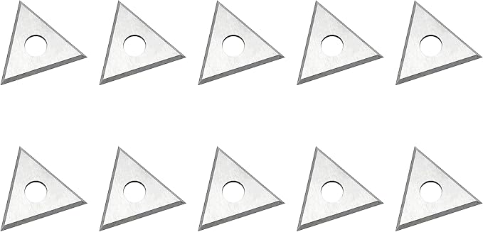 LU&MN Carbide Scraper Replacement Blades, 1" Triple-Edge Triangle Reversible Blades, Fits Most Handheld Paint, Glue& Grout Scrapers, 10Pieces