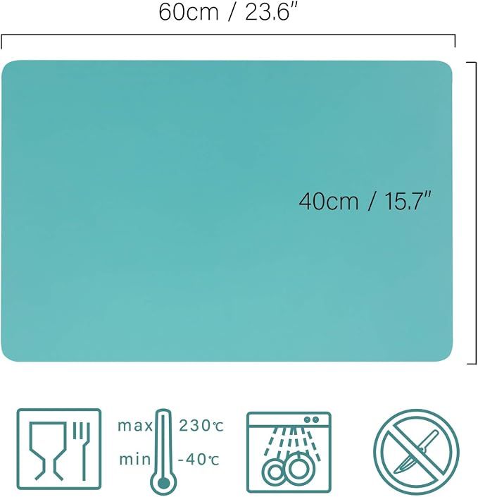 Gartful Extra Large Silicone Mat 23.6 x 15.7 inches, Silicone Crafts Sheet, Casting Molds Mat, Countertop Protector, Placemat Table Mat Desk Saver Pad, Nonstick Nonskid, Black Green