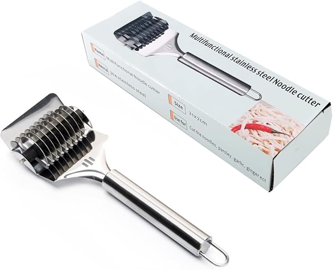 16x7x3.1cm High Grade Stainless Steel Noodle Lattice Roller Docker Dough Cutter Pasta Spaghetti Maker for Kitchen Cooking Tools