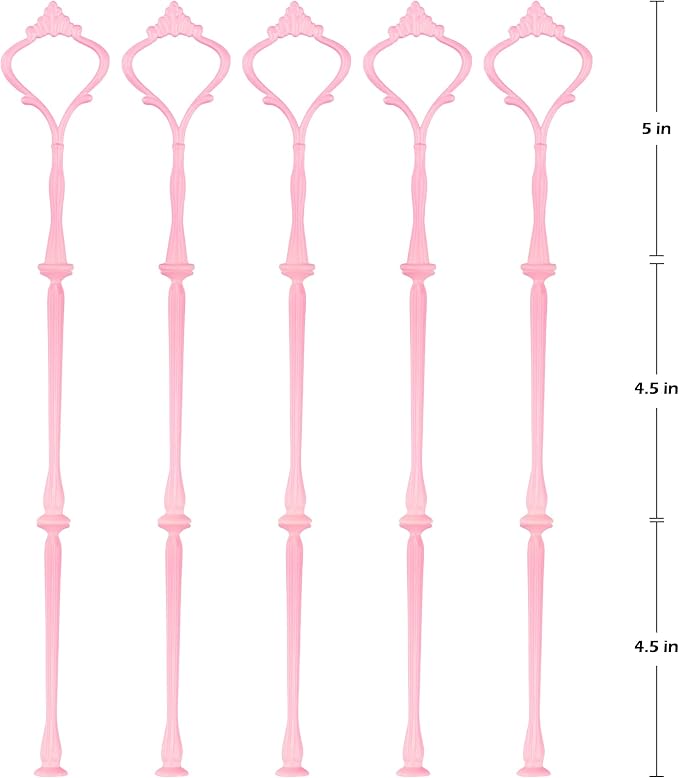 3 Tier Tiered Plate Hardware Kits Fruit Cake Plate Handle Fitting Hardware Rod Cucake Stand Tower Holder Pink Crown 5 Sets（Plate not Included）