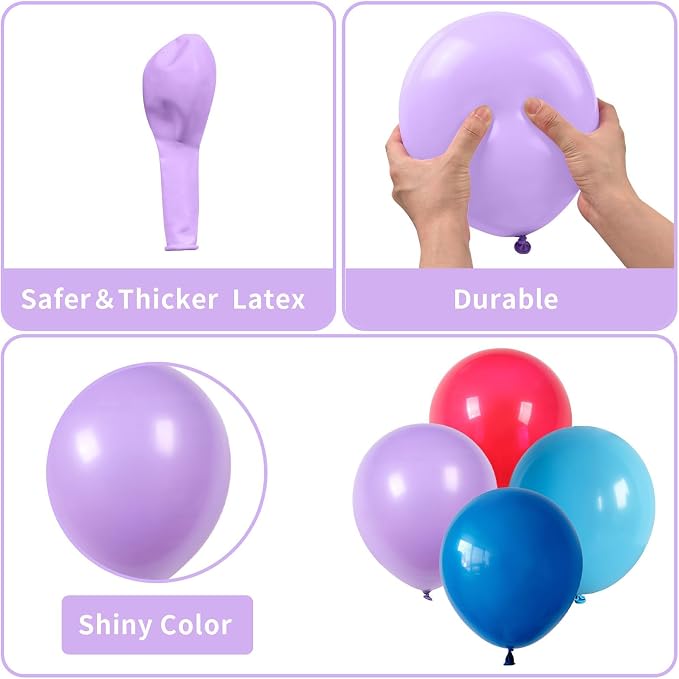 Blue and Purple Balloon Garland Kit, 103 PCS Arch Kit With Dark Light Blue Light Purple Balloons, Lilac and Colorful for Kids Girls Birthday Carvinal Theme Party