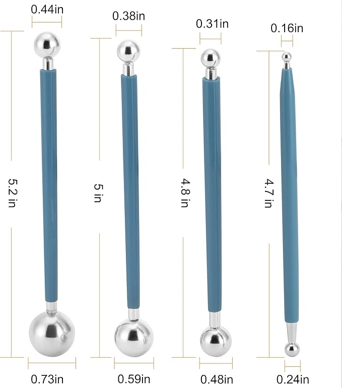 Cake Decorating Metal ball Fondant Pan Flower Clay Sugar Craft Ball Model DIY Tool (Blue)