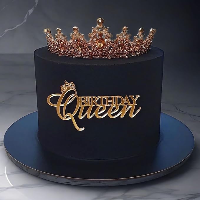 Happy Queen Cake Topper,Acrylic Queen Birthday Cake Decoration for Women Queen Birthday Decorations Cake Decoration Party Supplies