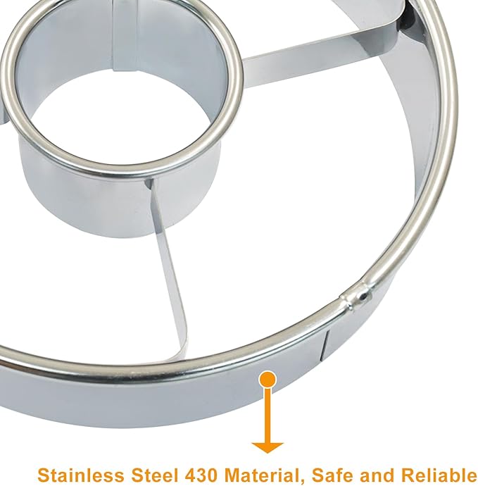 3.86 Inch Donut Cutter, Stainless Steel Doughnut Cutter Professional Baking Mold Tool for Perfect Donuts Bagels Cookies Biscuits, 2 Pack