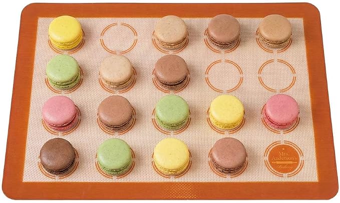 Mrs. Anderson’s Baking Macaron Mat, Oven Safe Silicone Reusable Baking Mat, For Cookies And Pastries, Fits Half-Size Pans
