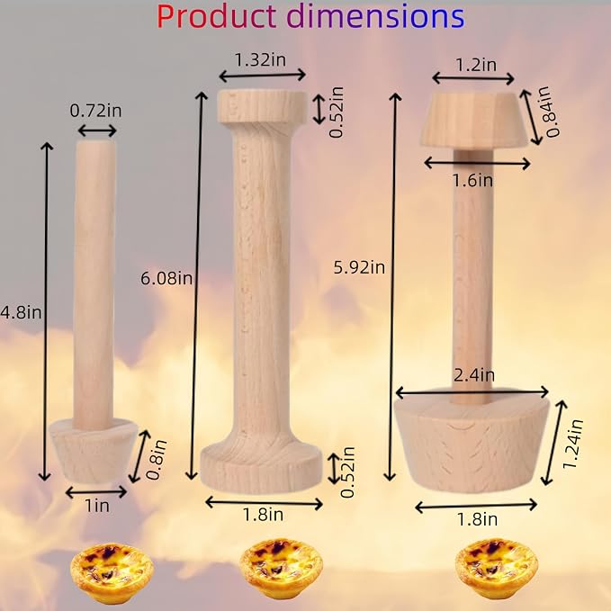 Wooden tart tamper Set Double Side Pastry Dough Tamper Egg Tarts Tamper Pastry Tools Kitchen Party Baking Tools