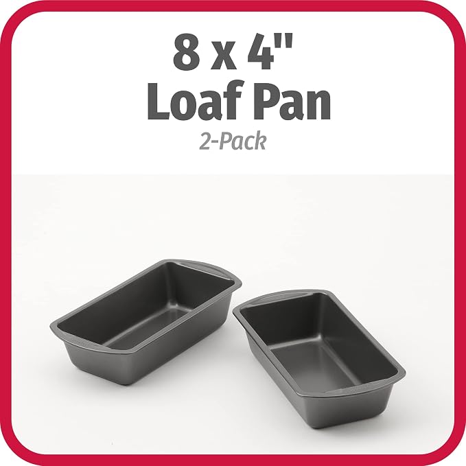 GoodCook Nonstick Loaf Pan 8 x 4-Inch Heavy-Duty Steel Bakeware with Easy-Clean Non-Stick Coating,Oven & Dishwasher Safe Pan for Meatloaf Breads Lasagnas Casseroles & More,Set of 2,Gray,(Pack of 12)