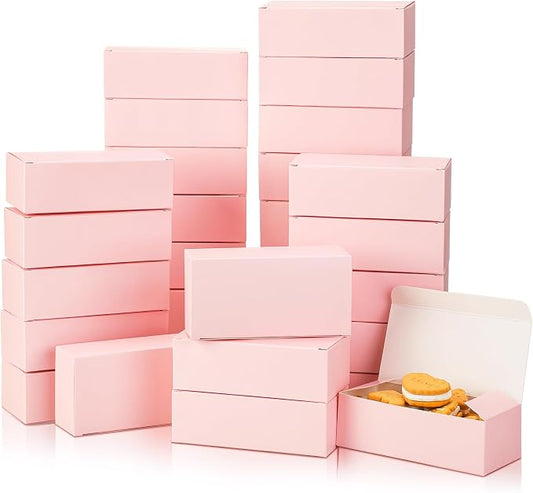 FillTouch 36 Pcs Pink Bakery Boxes 5.5 x 2.76 x 1.77 Inch Cookie Boxes Pastry Box for Cupcakes, Desserts, Cookies, Candies Donuts Cookie Containers for Party Favor and Gifts