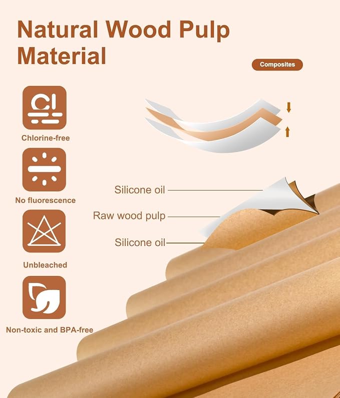 Parchment Paper Sheets 12x16 Inch – 90Pcs Precut Unbleached Half Sheet Baking Paper, Plant-Based Silicone Coating, Non-Stick Paper Liner for Oven, Cookies, Bread, Roasting & Large Batch Baking