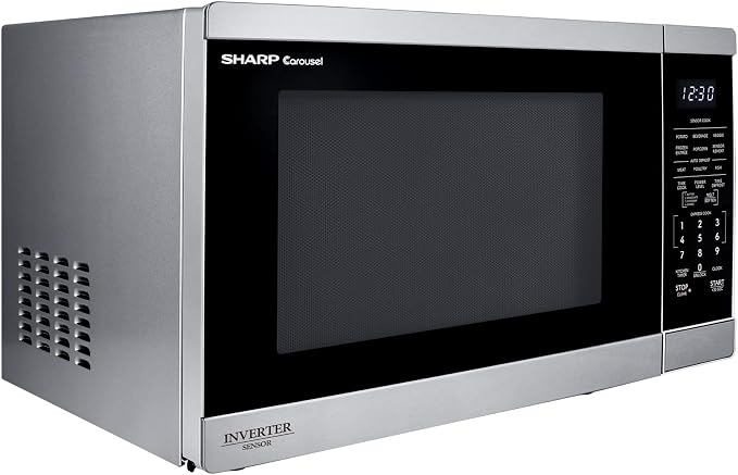 SHARP Countertop Microwave Oven with Removable 12.4" Carousel Turntable, 1100 Watt, 1.4 Cubic Feet, Stainless Steel