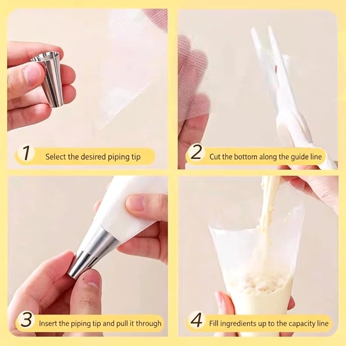 Disposable Small Piping Bags, 8 Inch, 200 Count, Extra Durable, Anti Burst, for Cream Frosting, Cake & Dessert Decorations