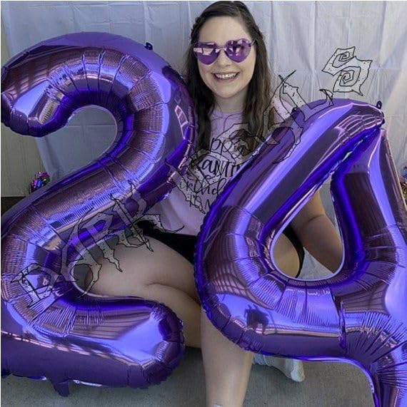 Purple Number 4 Balloon 40 Inch, 4th Birthday Party Decorations for Children, Giant 4 Foil Balloon for Party Supplies