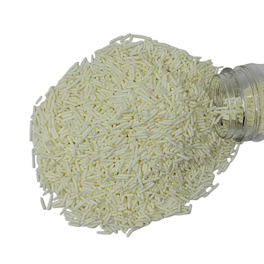 Homankit White Jimmies Sprinkles Edible White Sprinkle Candy Soft Jimmies Toppings for Ice Cream, Cupcake, Cake, Cookie, Dessert Decorating 2.75 Ounces
