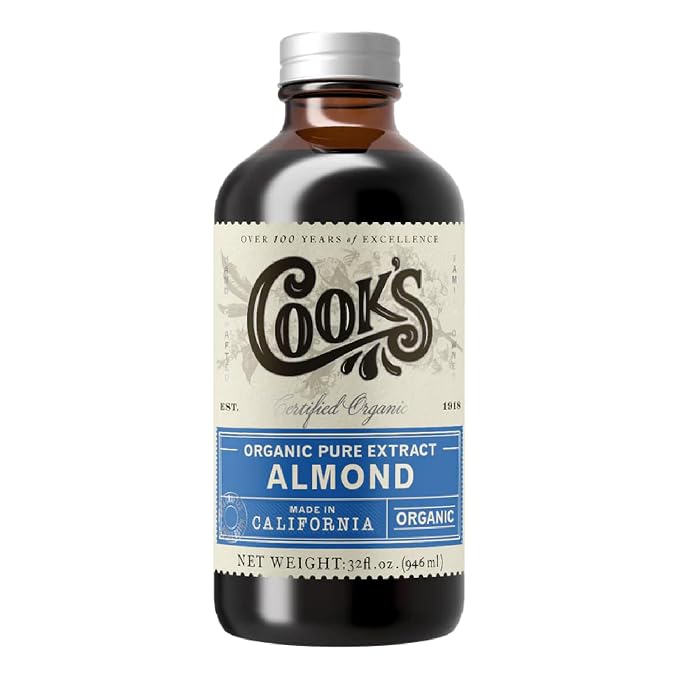Cook's, Organic Pure Almond Extract, for Baking, Cookies, Cakes, Pastries, Maripan, 32 oz
