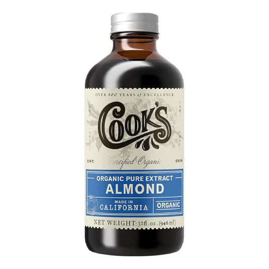 Cook's, Organic Pure Almond Extract, for Baking, Cookies, Cakes, Pastries, Maripan, 32 oz